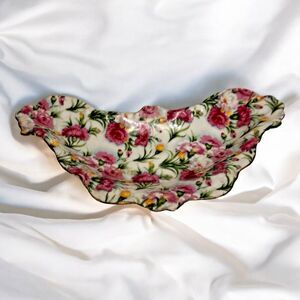 Royal Crown Avon Chintz Porcelain Dish – Crescent Shaped  Made in England